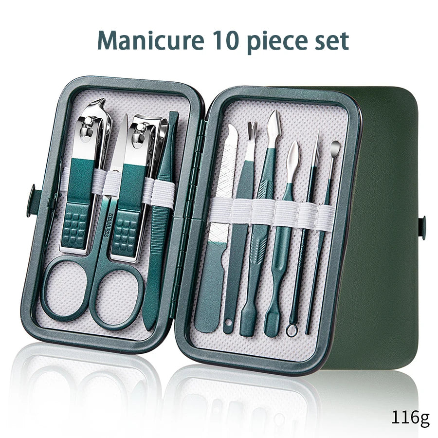 Ouriner 6-18Pcs Portable Manicure Sets Pedicure Kits Bright Black Nail Clipper set