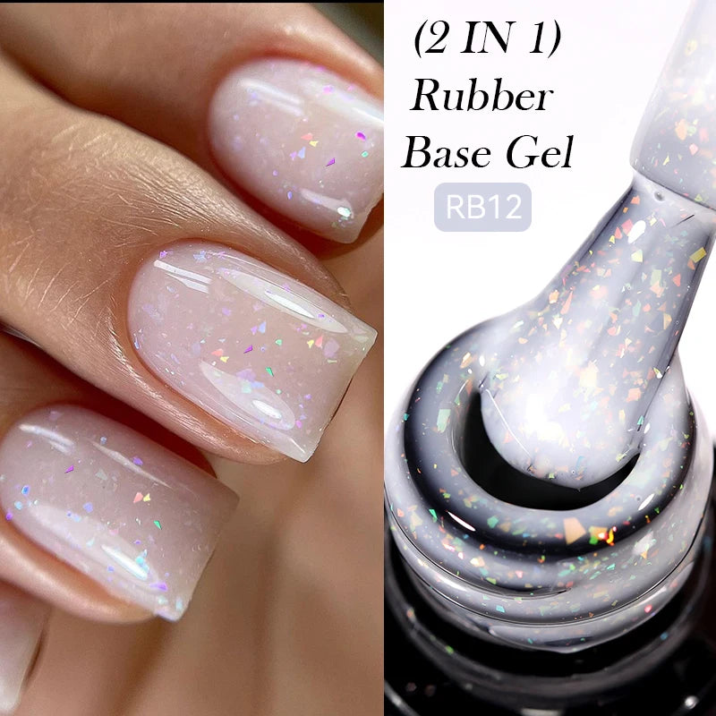 LILYCUTE Nude Crystal Rubber Base Gel Nail Polish