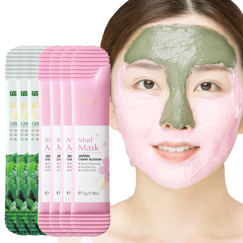 50pcs Japan Sakura Clay Mask for, Oil-Control Remove Blackhead Pink Mud