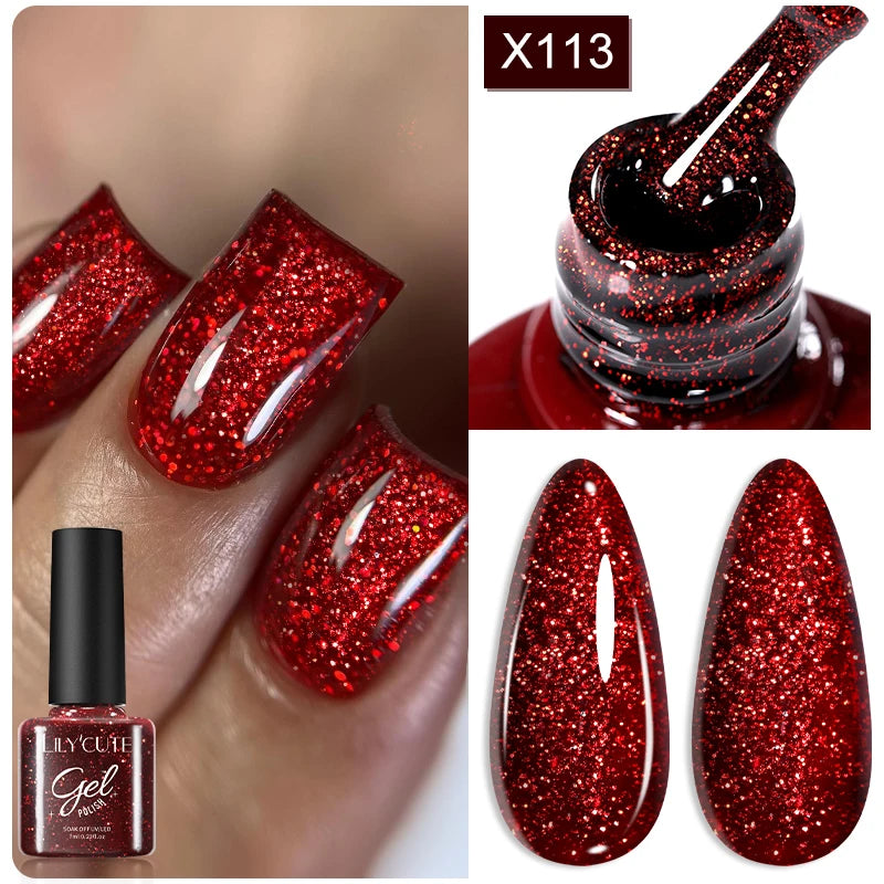 LILYCUTE Nude Crystal Rubber Base Gel Nail Polish