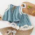 2Pcs Kids Sleeveless Sweet Clothing Set 2-8Y