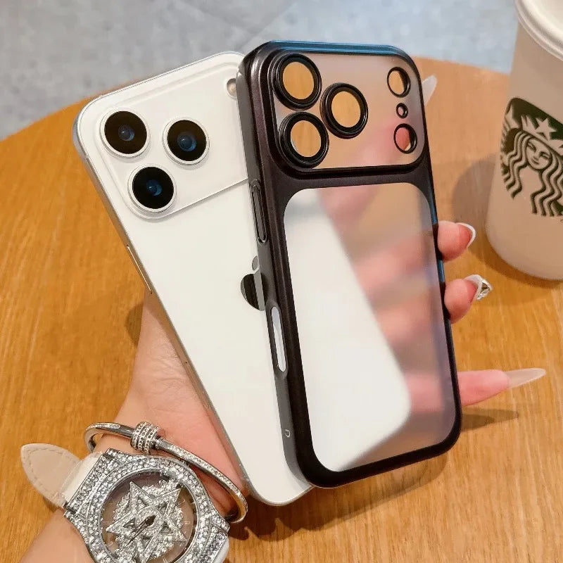 Phone Case For iPhone Air 17 Pro Max 16 15 14 Plating Frame Lens Glass