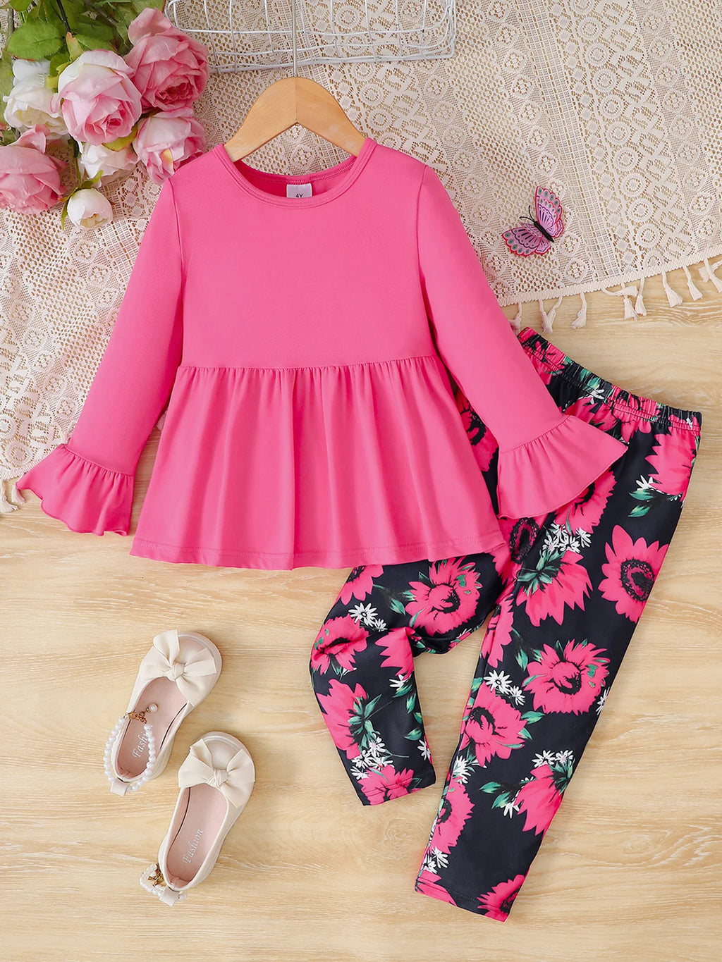 2-Piece Autumn Ensemble with Long Sleeve Dress