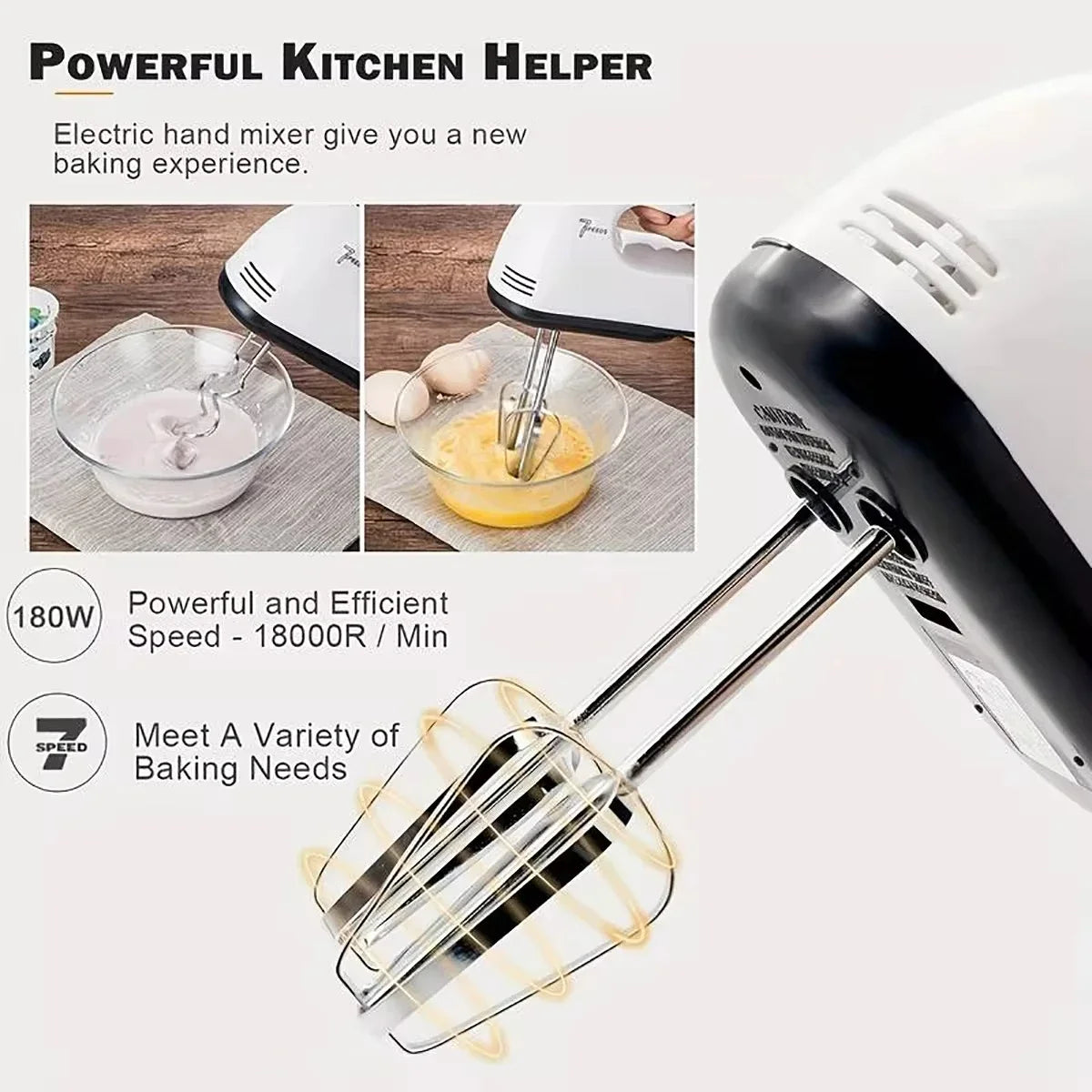 7-Speed Handheld Electric Egg Beater Mini Automatic Mixer