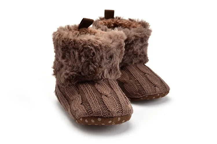 Winter Warm Baby Boys Girls Booties Newborn Stars Fluff Toddler First Walkers Cotton Comfort Soft Anti-slip Infant Shoes Socks