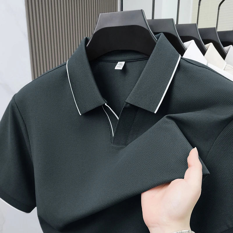 2026 New Simple Stripe Collar Solid  colour of T-Shirt