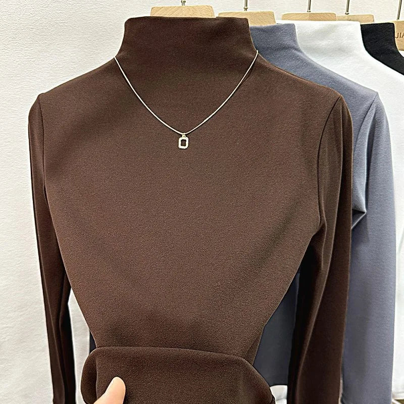 Gray Double-Sided Cashmere Base Shirt Women's Slim Fit with 100% cotton
