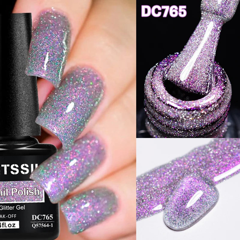 Gold Sliver Reflective Nail Gel Polish