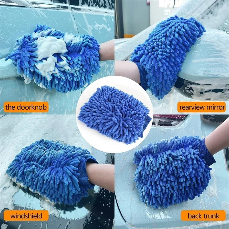 1/2pcs Microfiber Chenille Glove Car Wash