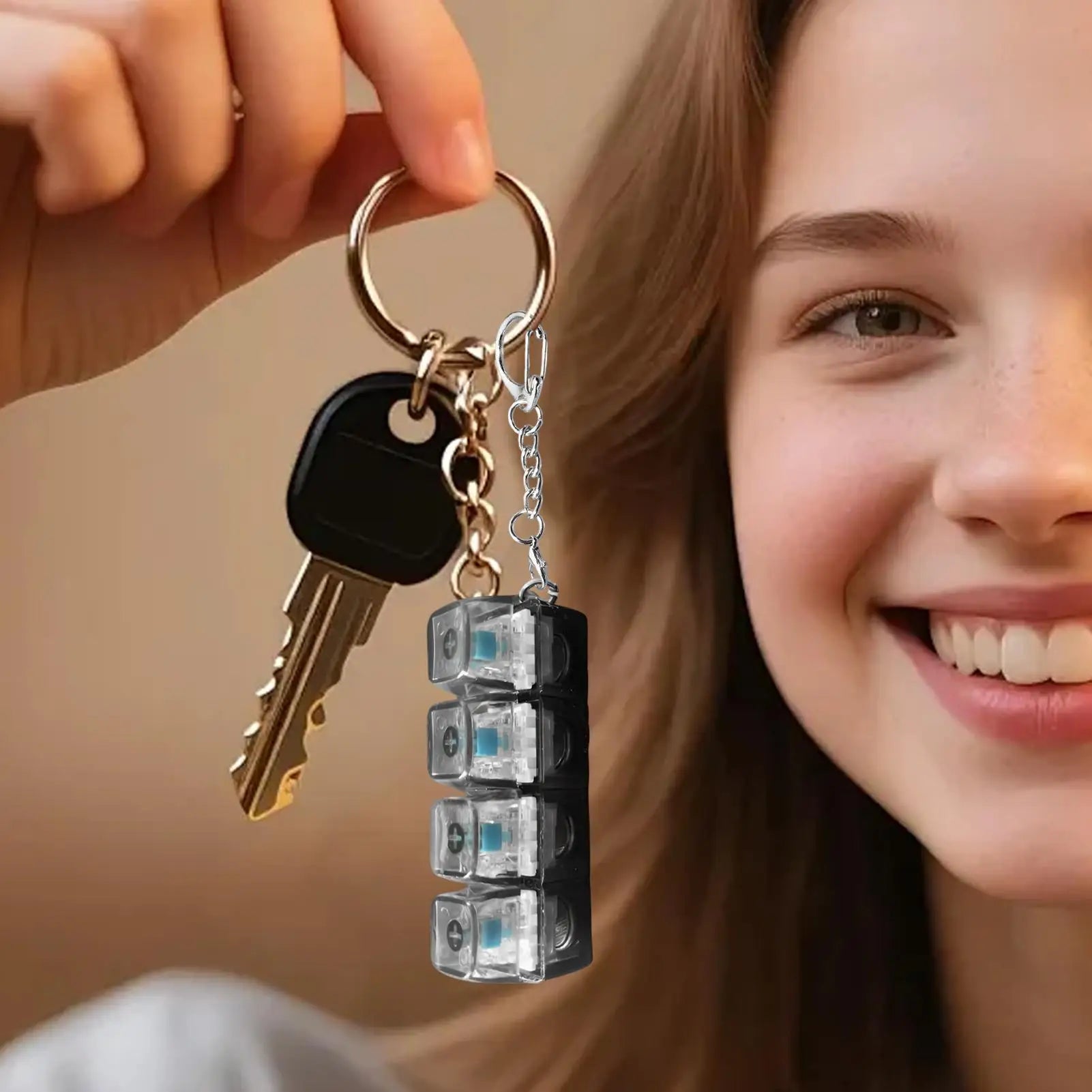 Keyboard Fidget Keychain with Colorful Lighting