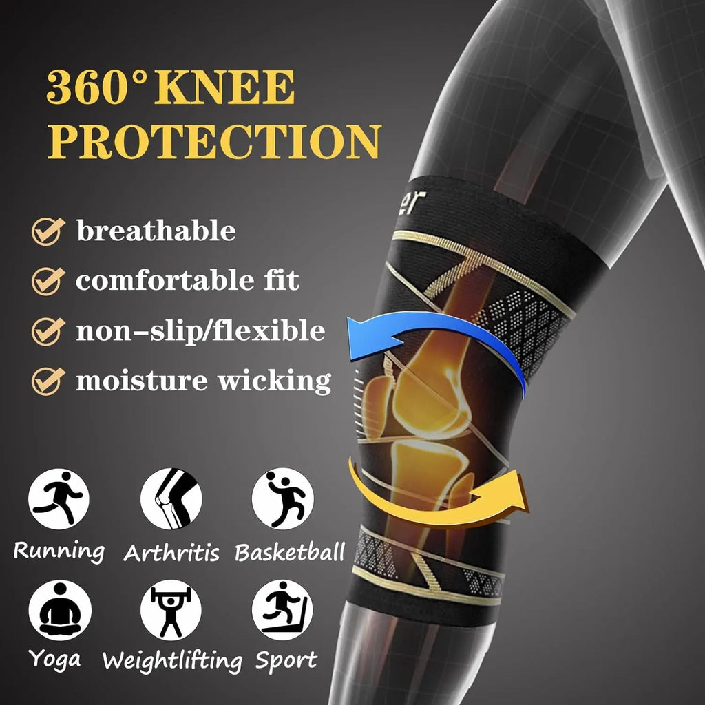 Copper Knee Braces with Strap for Knee Pain Women and Men