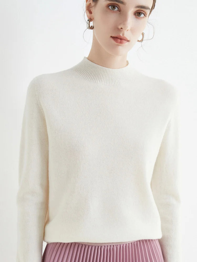 2026 Autumn Winter Solid Mock-neck Pullover Sweater For Women