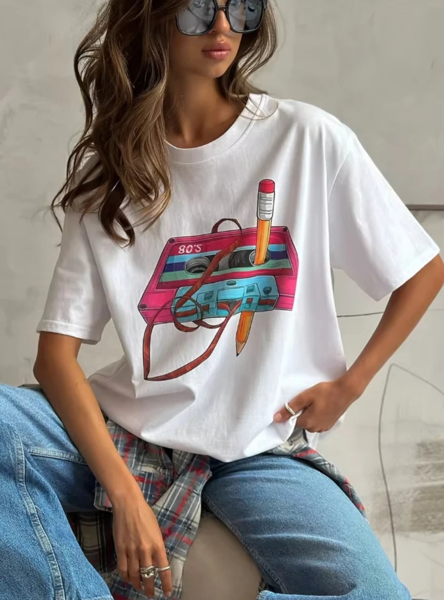 100% Cotton Women's Fashionable Printed T-shirt
