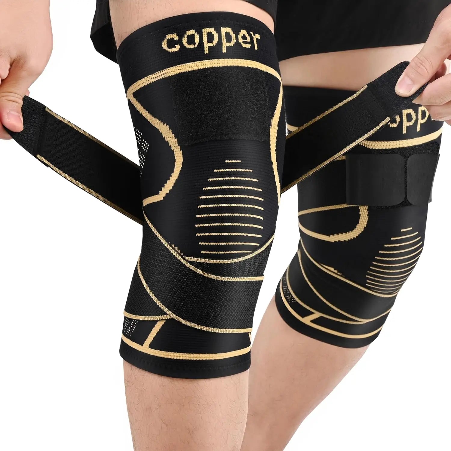 Copper Knee Braces with Strap for Knee Pain Women and Men