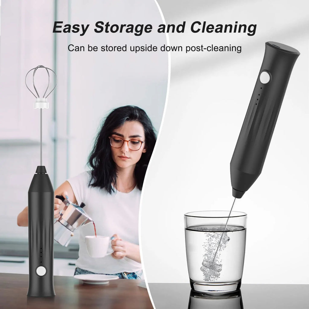 MINI Milk Frother USB Rechargeable 3 Speeds Foam Maker Coffee Whisk Mixer