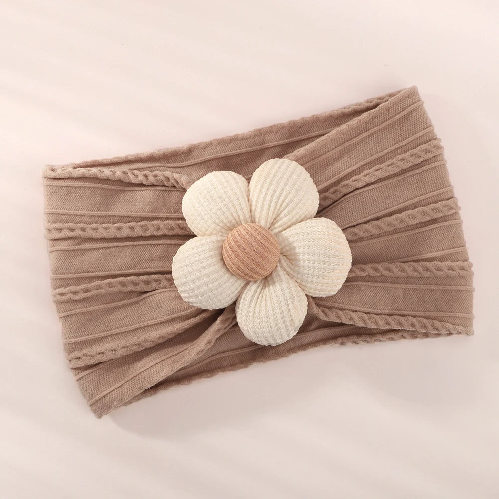 1Pc Baby Nylon Headscarf Astique Suitable Newborn Girl Flower Handmade Headband Elastic Hairband Turban Toddler Hair Accessories