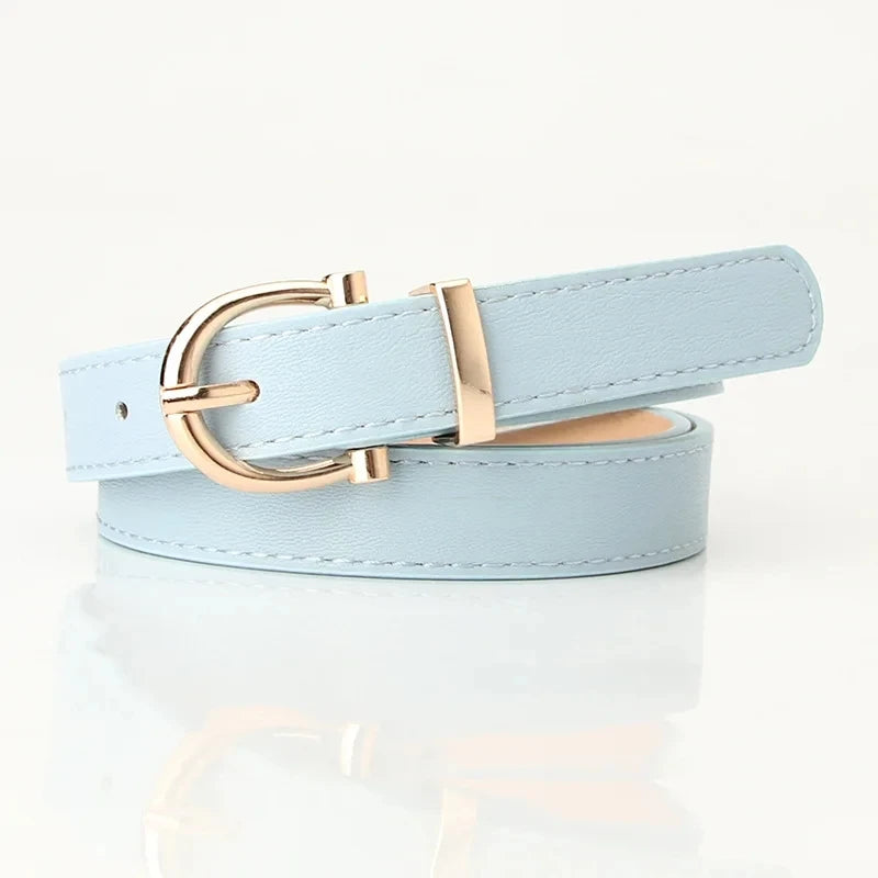 New PU Leather Simple Metal Buckle Belt