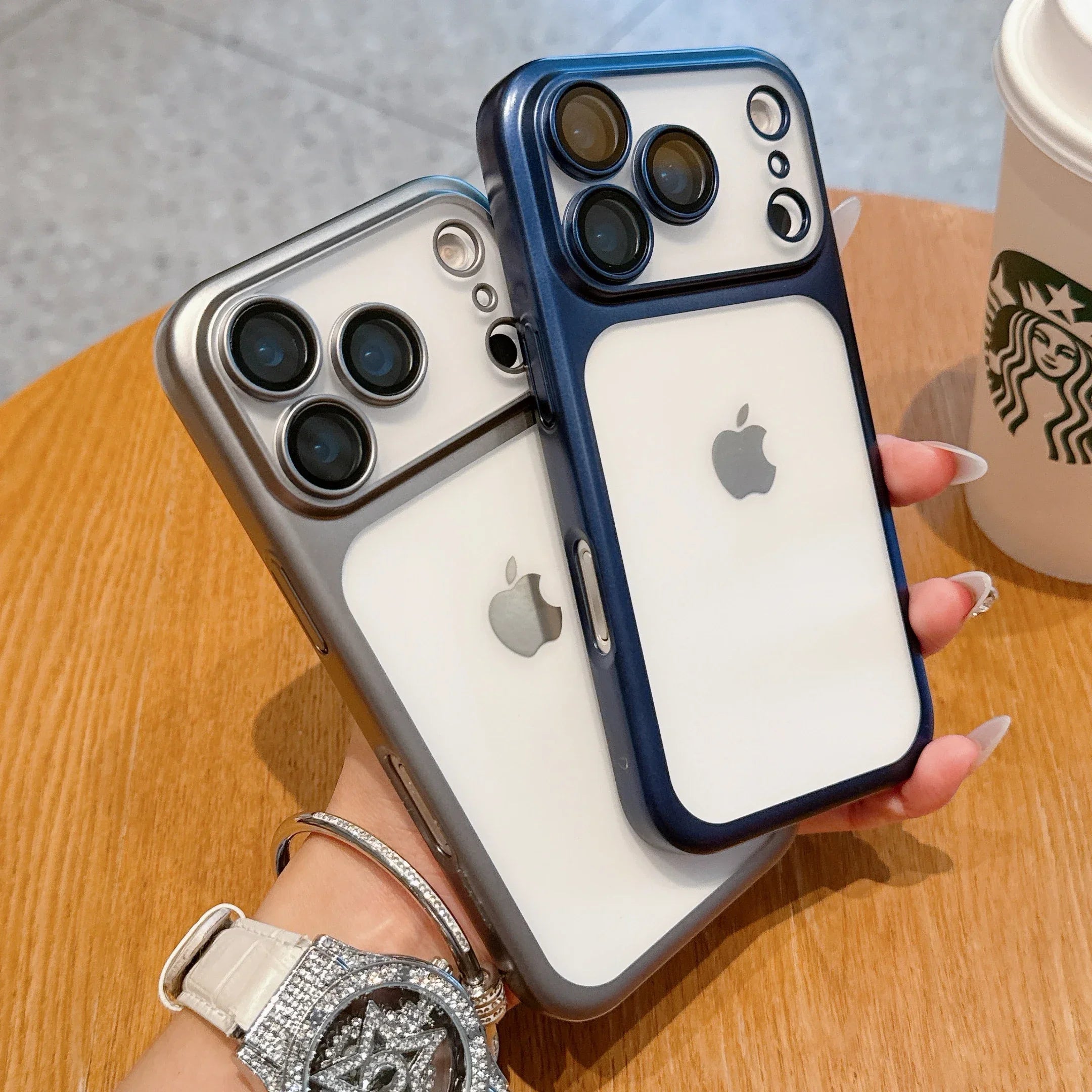 Phone Case For iPhone Air 17 Pro Max 16 15 14 Plating Frame Lens Glass