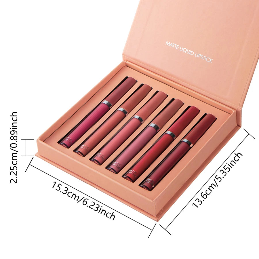 Matte Lip Gloss Set 6 Color Lipstick Box Set