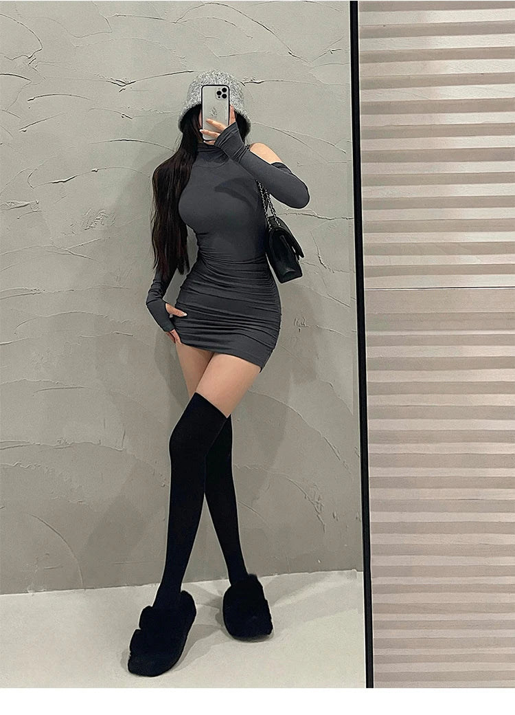 High Neck Tight Dress Women Bodycon