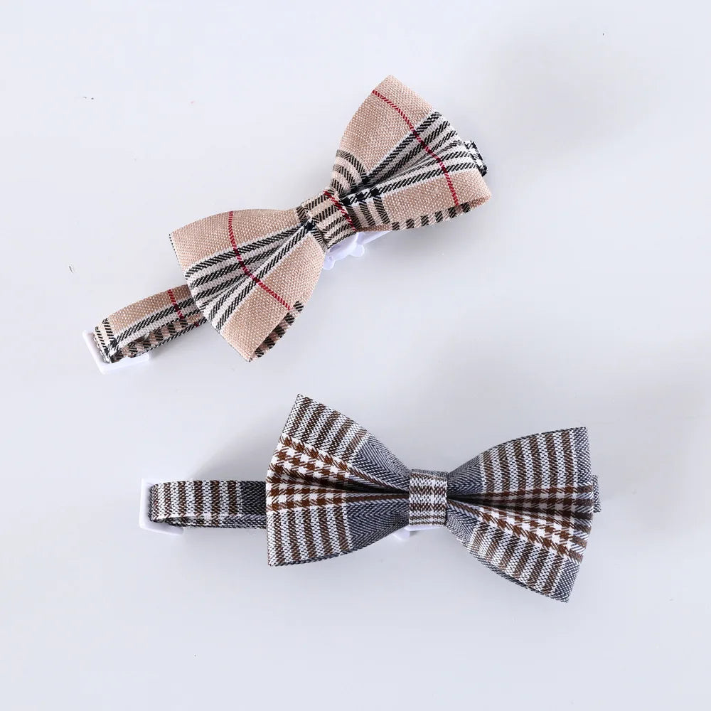 1pc Adjustable Plaid Cat Collar with Bow Tie
