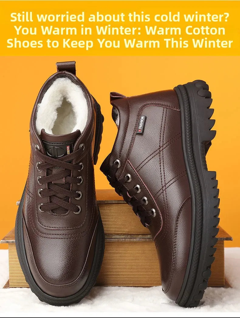 Men's Winter Thickened Warmth Casual Shoes,Leather Shoes