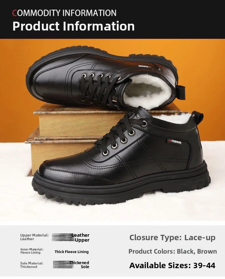 Men's Winter Thickened Warmth Casual Shoes,Leather Shoes