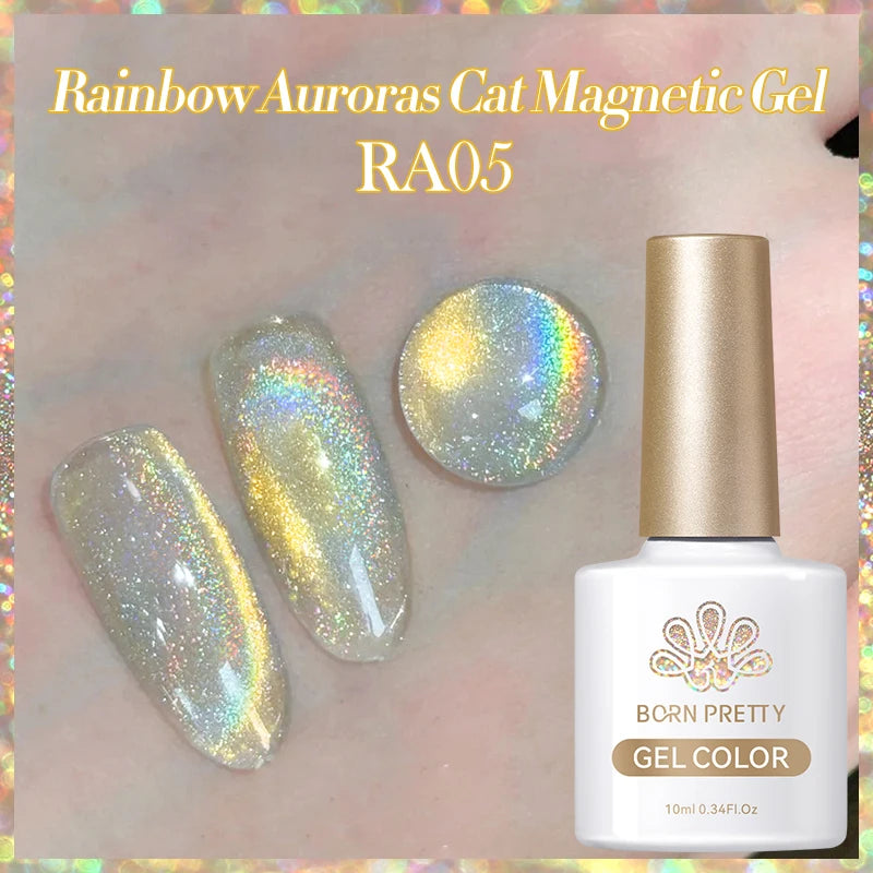 BORN PRETTY 10ml Rainbow Auroras Cat Magnetic Gel Nail Polish
