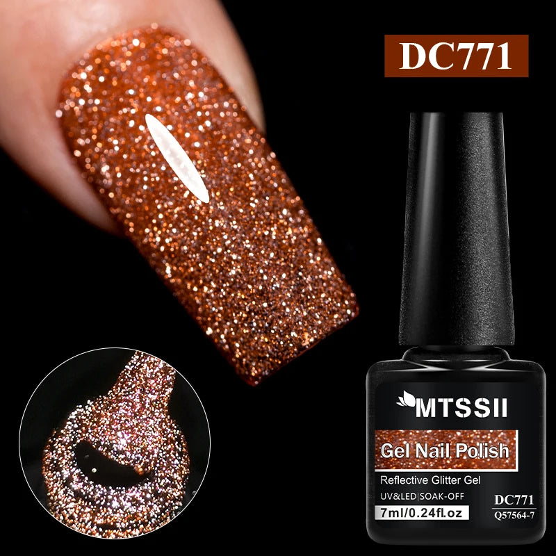 Gold Sliver Reflective Nail Gel Polish