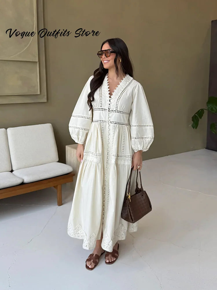 Casual Hollow Out Flower Women Dress