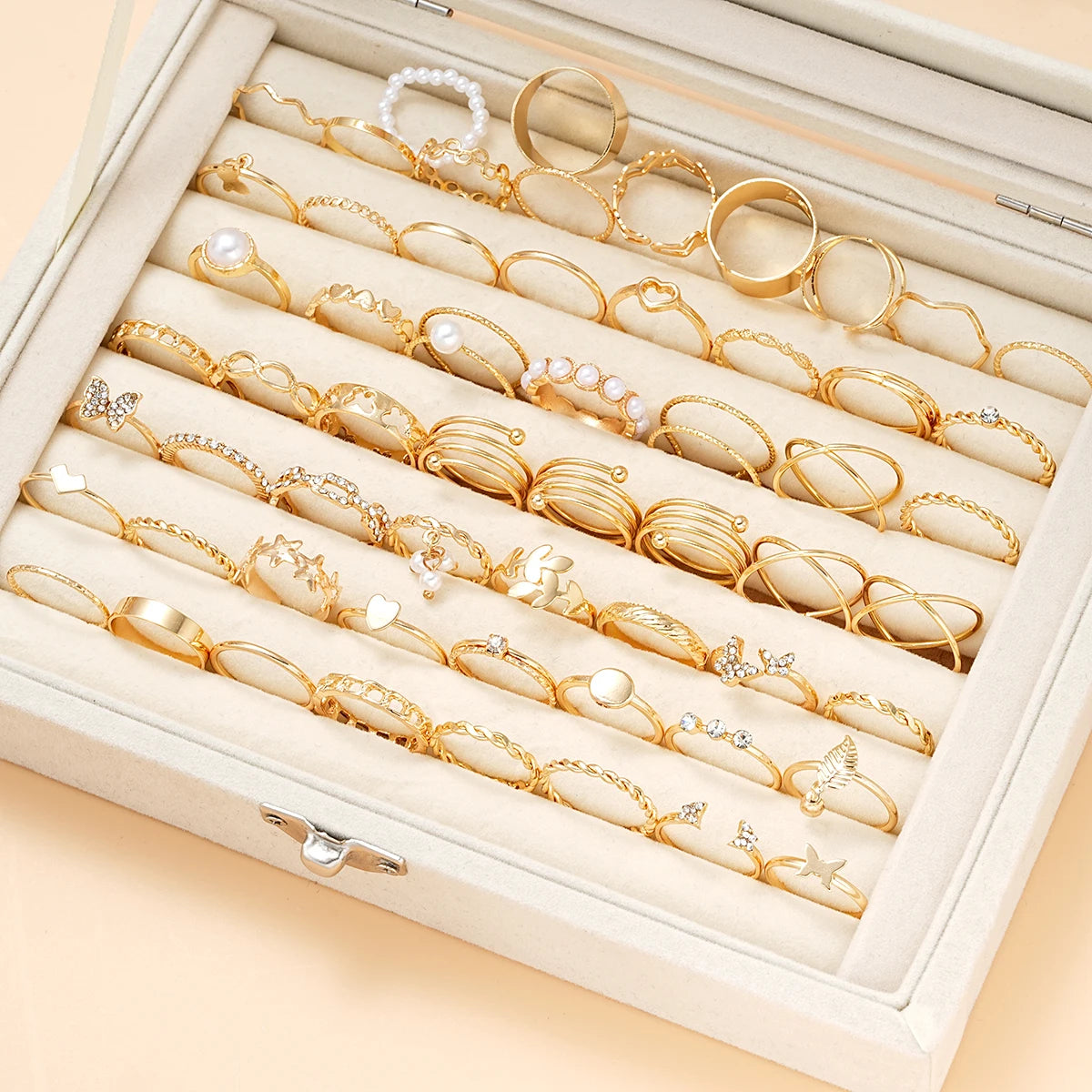 58PCS Vintage Heart Snake Butterfly Rings Set for Women