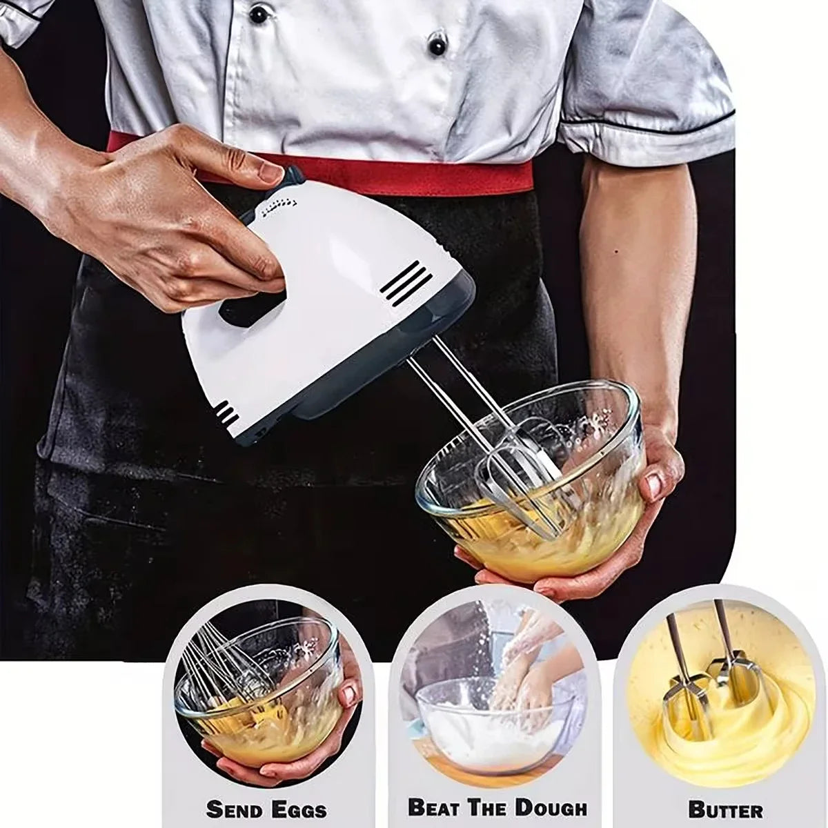 7-Speed Handheld Electric Egg Beater Mini Automatic Mixer