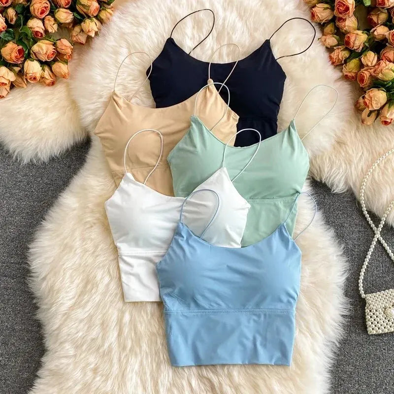 1pc Women Sexy Solid Color Camisole Ice Silk Tube Seamless