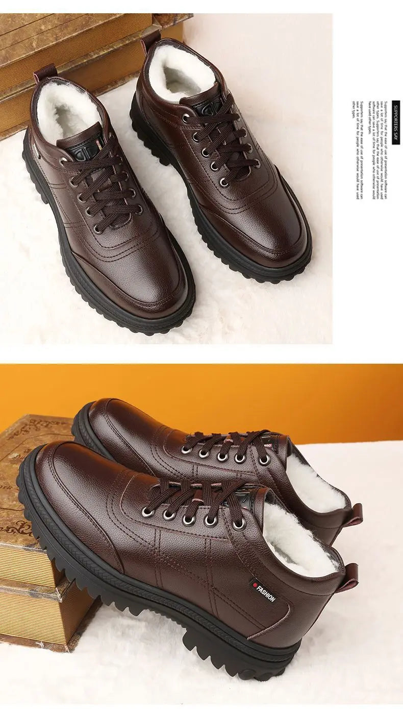 Men's Winter Thickened Warmth Casual Shoes,Leather Shoes