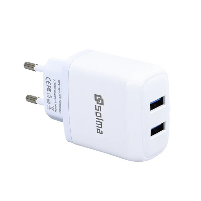 2 Ports USB  Charger White EU Standard Plug