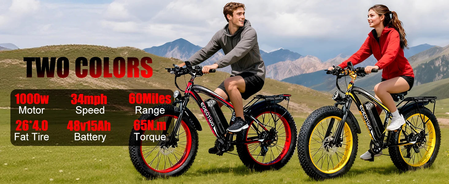 1500W Fat Tire Electric Bike for Adults 26"x4.0 All Terrain Ebike 34MPH