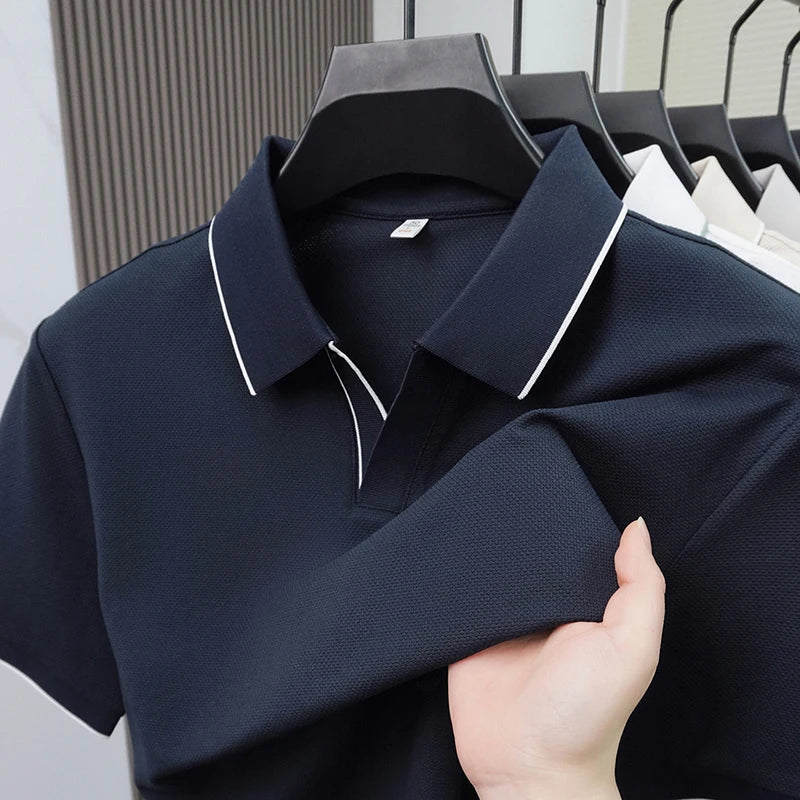 2026 New Simple Stripe Collar Solid  colour of T-Shirt