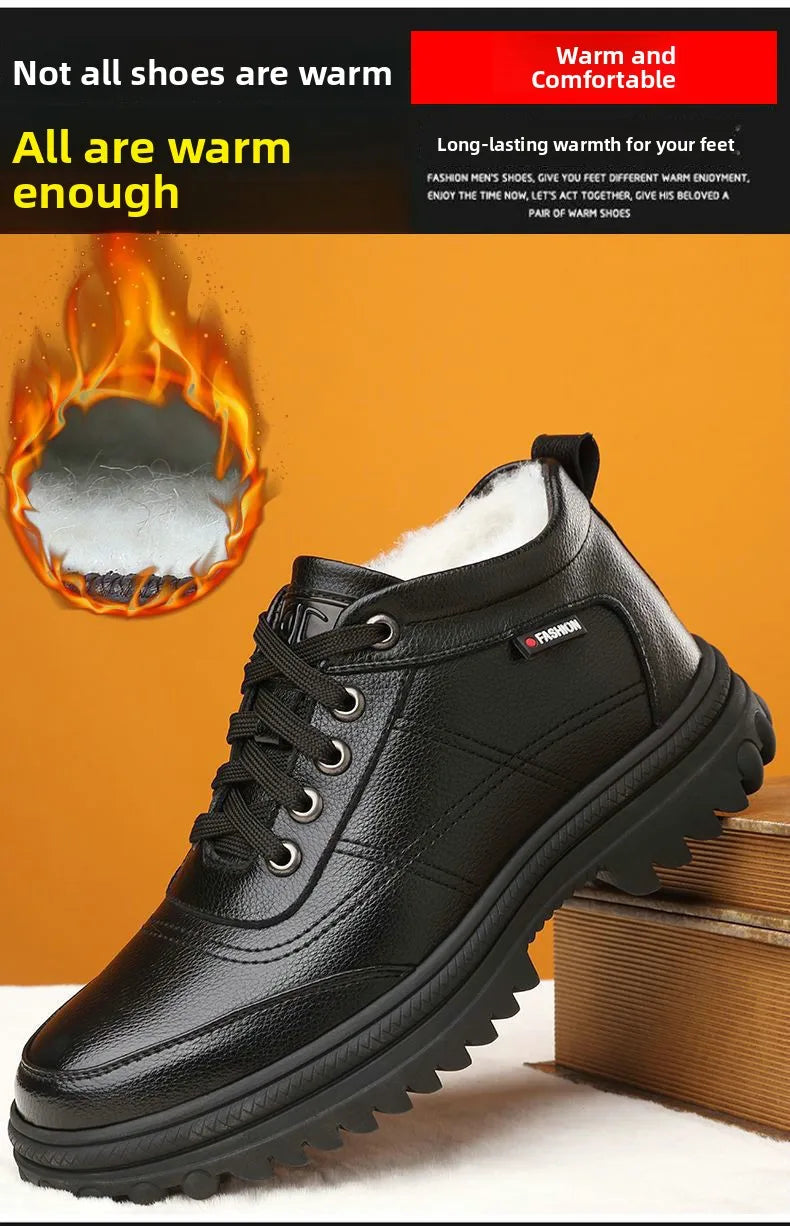 Men's Winter Thickened Warmth Casual Shoes,Leather Shoes