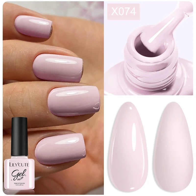 LILYCUTE Nude Crystal Rubber Base Gel Nail Polish
