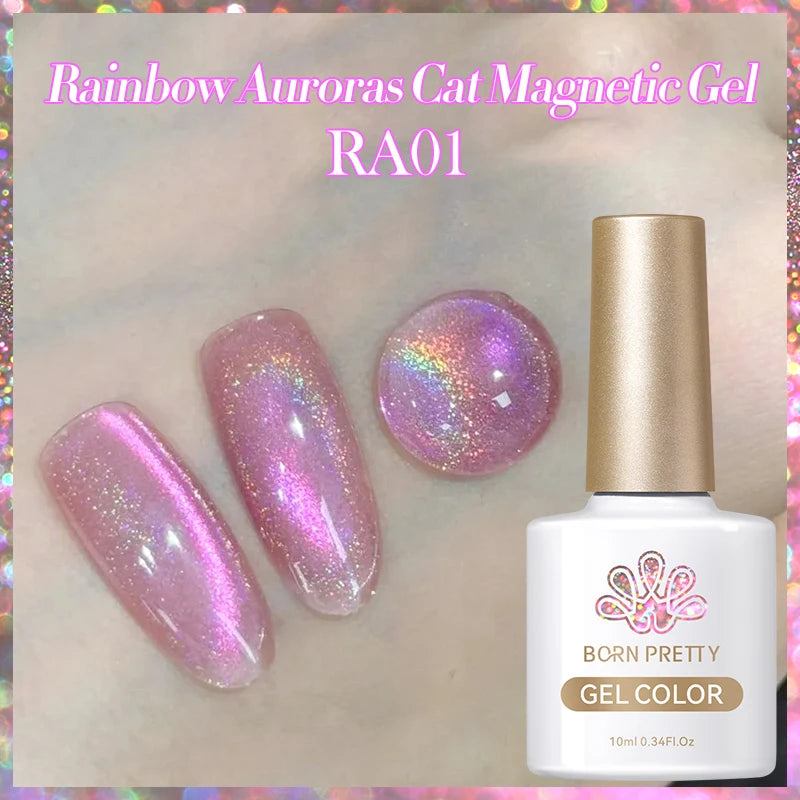 BORN PRETTY 10ml Rainbow Auroras Cat Magnetic Gel Nail Polish