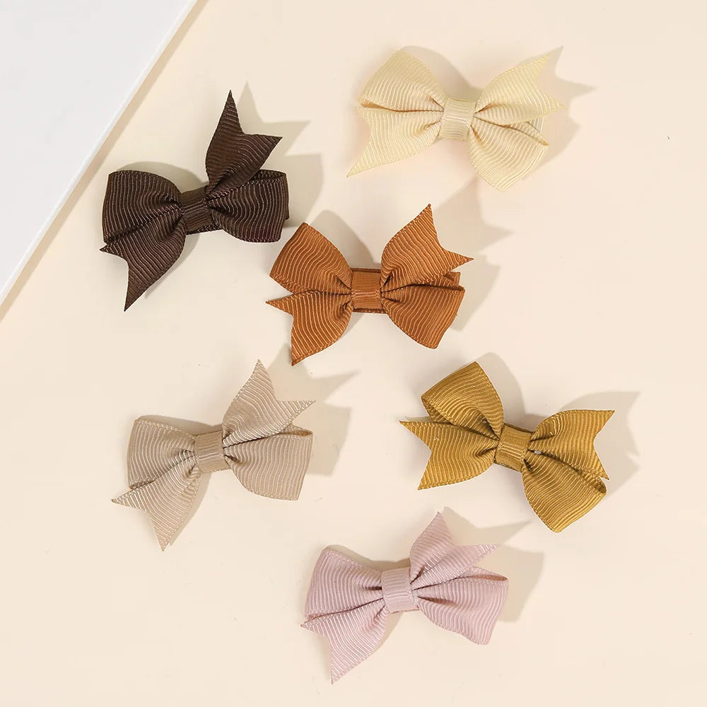 24Pcs Baby Girls Solid Bow Hair Clips Cute Mini Grosgrain Ribbons