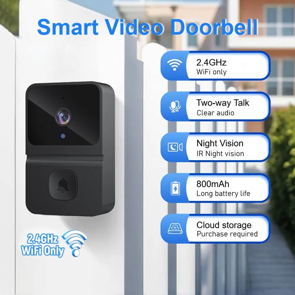 Wireless Doorbell WiFi Outdoor HD Camera Security Door Bell