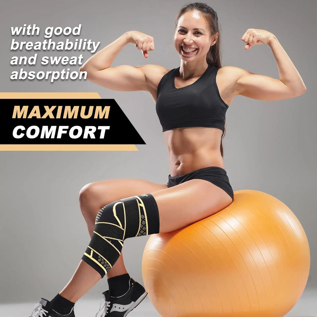 Copper Knee Braces with Strap for Knee Pain Women and Men