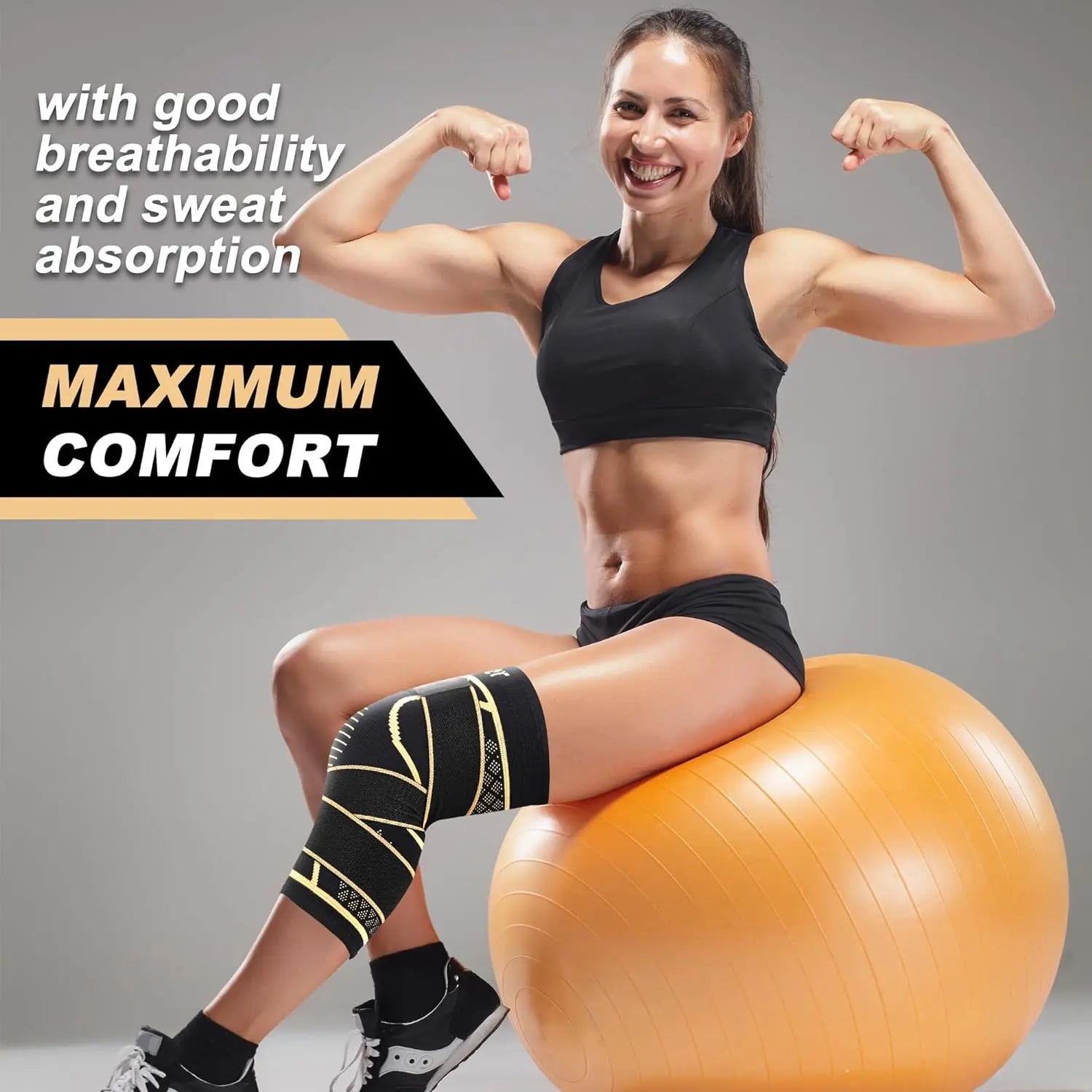 Copper Knee Braces with Strap for Knee Pain Women and Men
