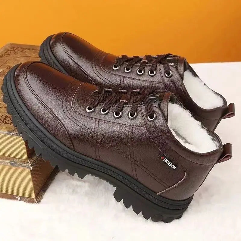 Men's Winter Thickened Warmth Casual Shoes,Leather Shoes
