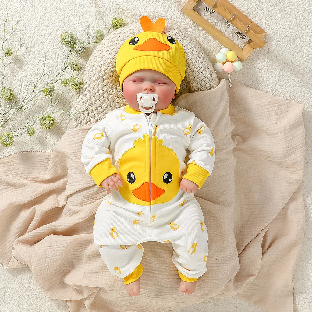 Cartoon Duck Long Sleeve With Duck Jumpsuit For Newborn