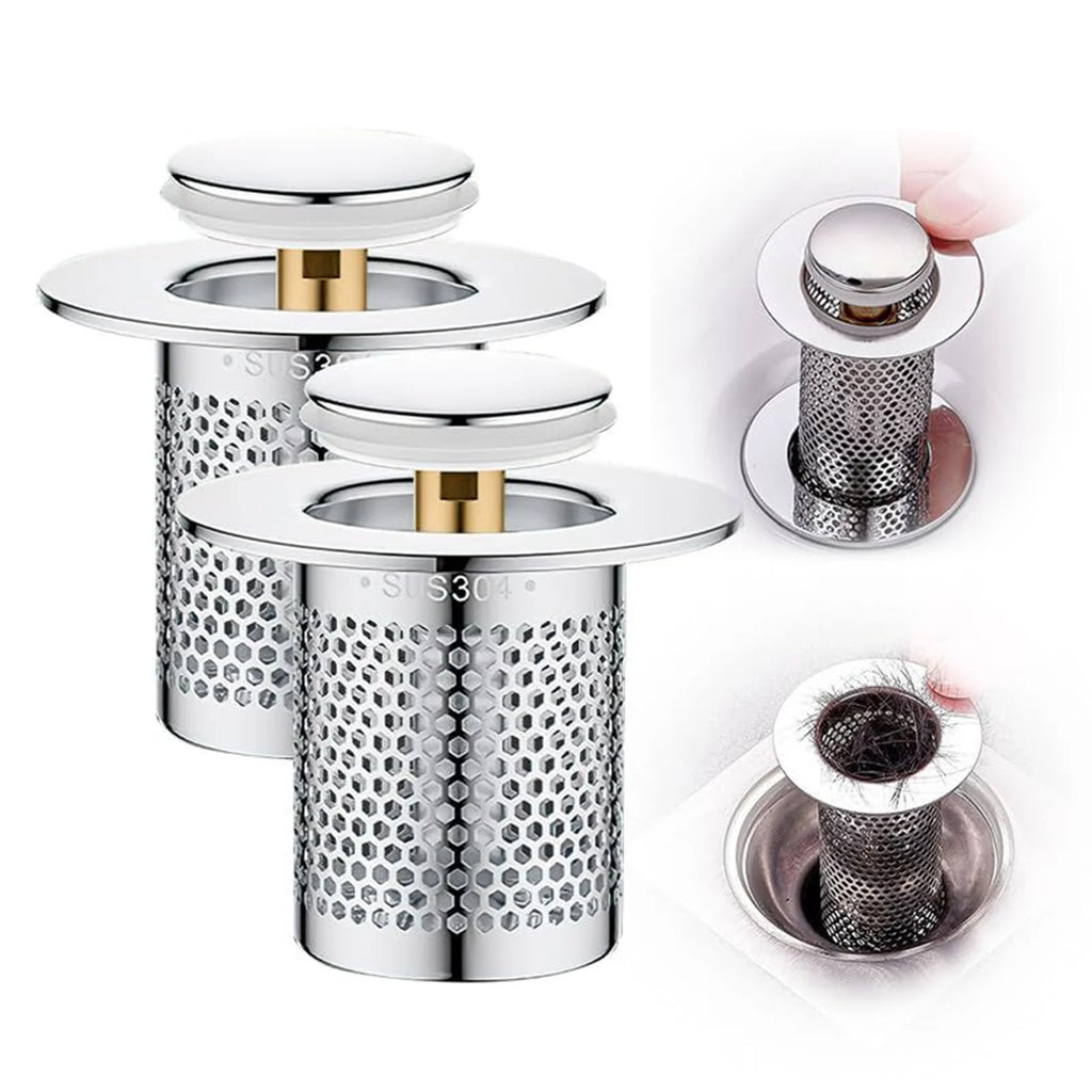 Bathroom Sink Plug Stopper Stainless Steel Filter Basket
