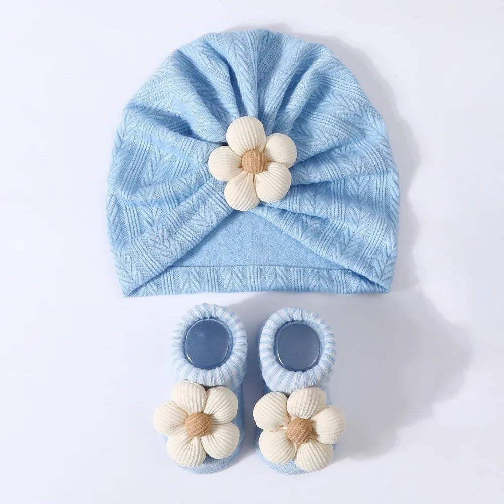 Baby Headscarf Hat Elastic Lightweight Hat Sock Set Newborn Supplies