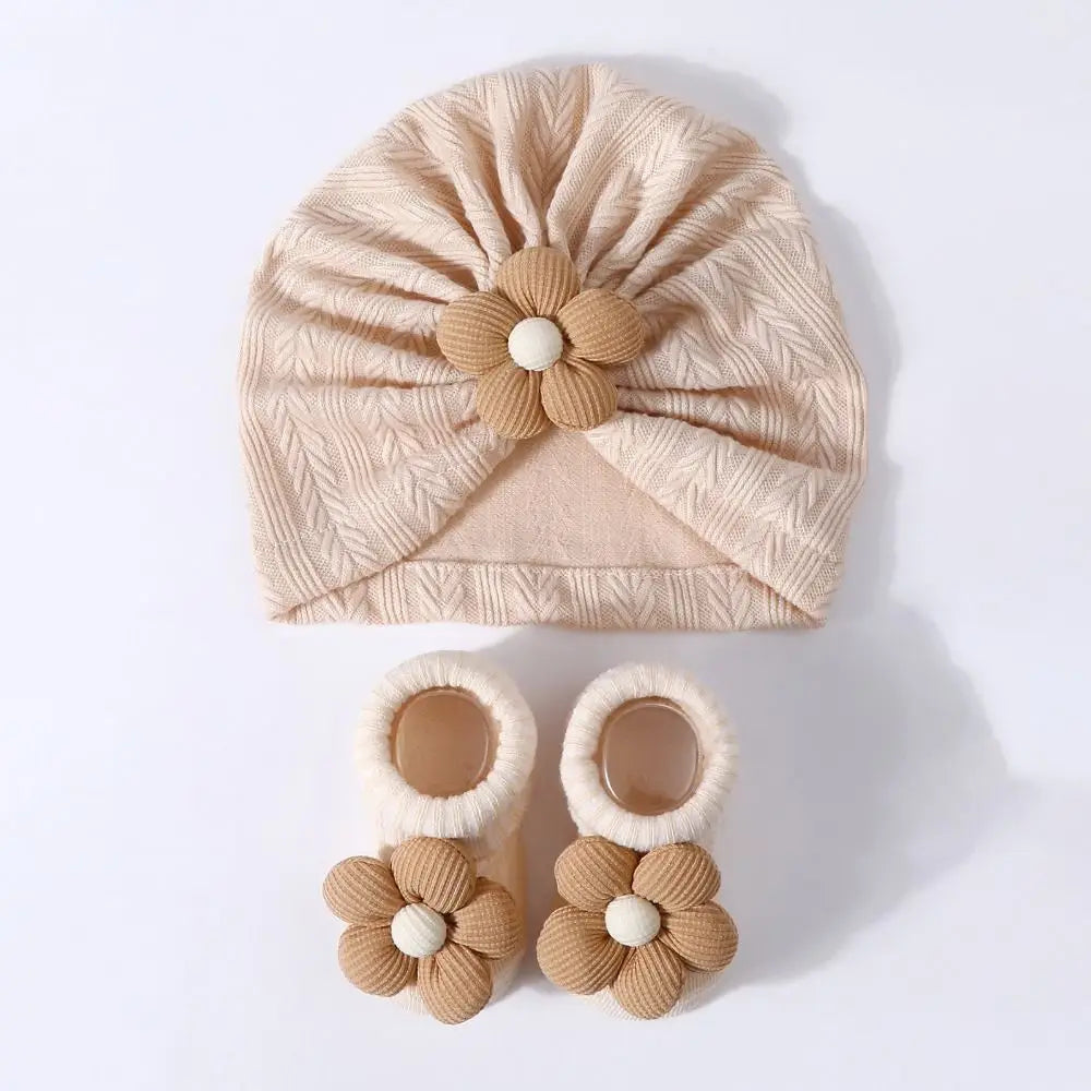 Baby Headscarf Hat Elastic Lightweight Hat Sock Set Newborn Supplies