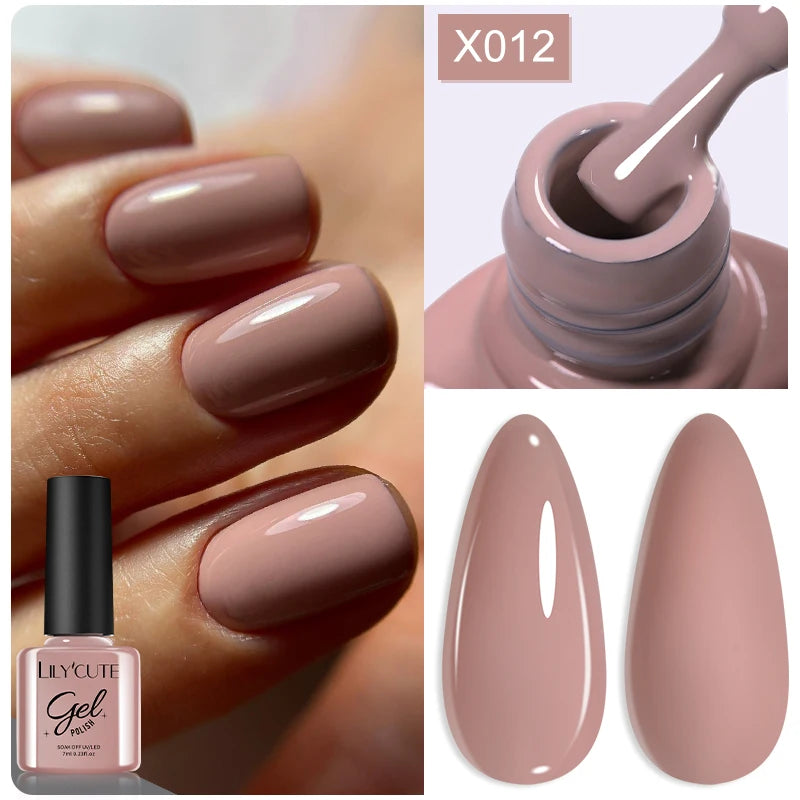 LILYCUTE Nude Crystal Rubber Base Gel Nail Polish
